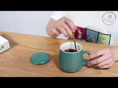 マット 7x9cm 再利用可能なセラミック カフェカップ 伝統的な中国医学スタイル スプーン付き